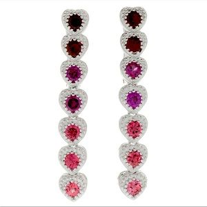 Pink Tournaline Heart Sterling Silver 1.5" Earrings